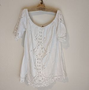Free People Battenburg Off-the-Shoulder Mini Dress